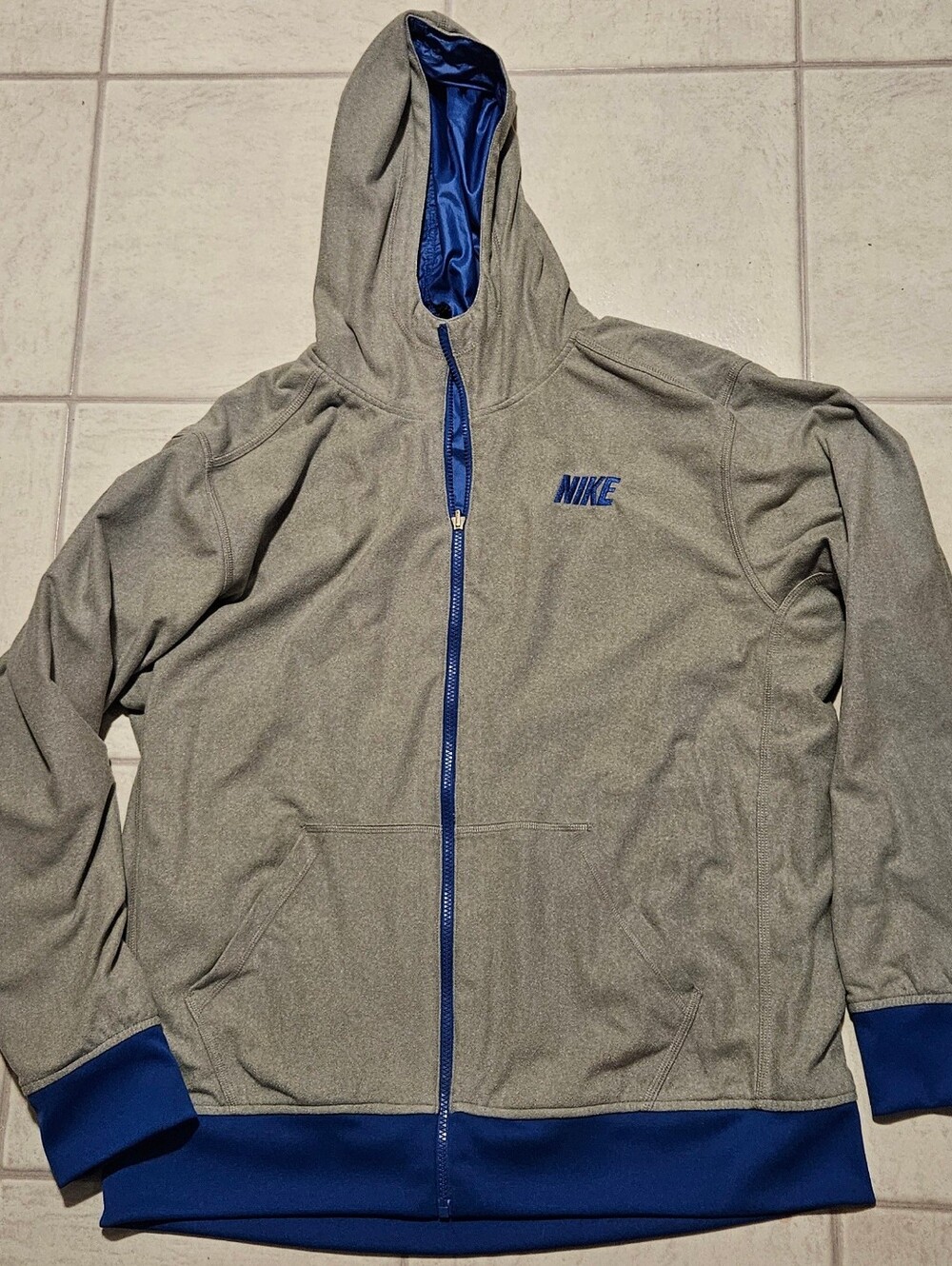 Nike Men's Reversible Hooded Full Zip Windbreaker Jacket Blue/Gray XL 427213-493